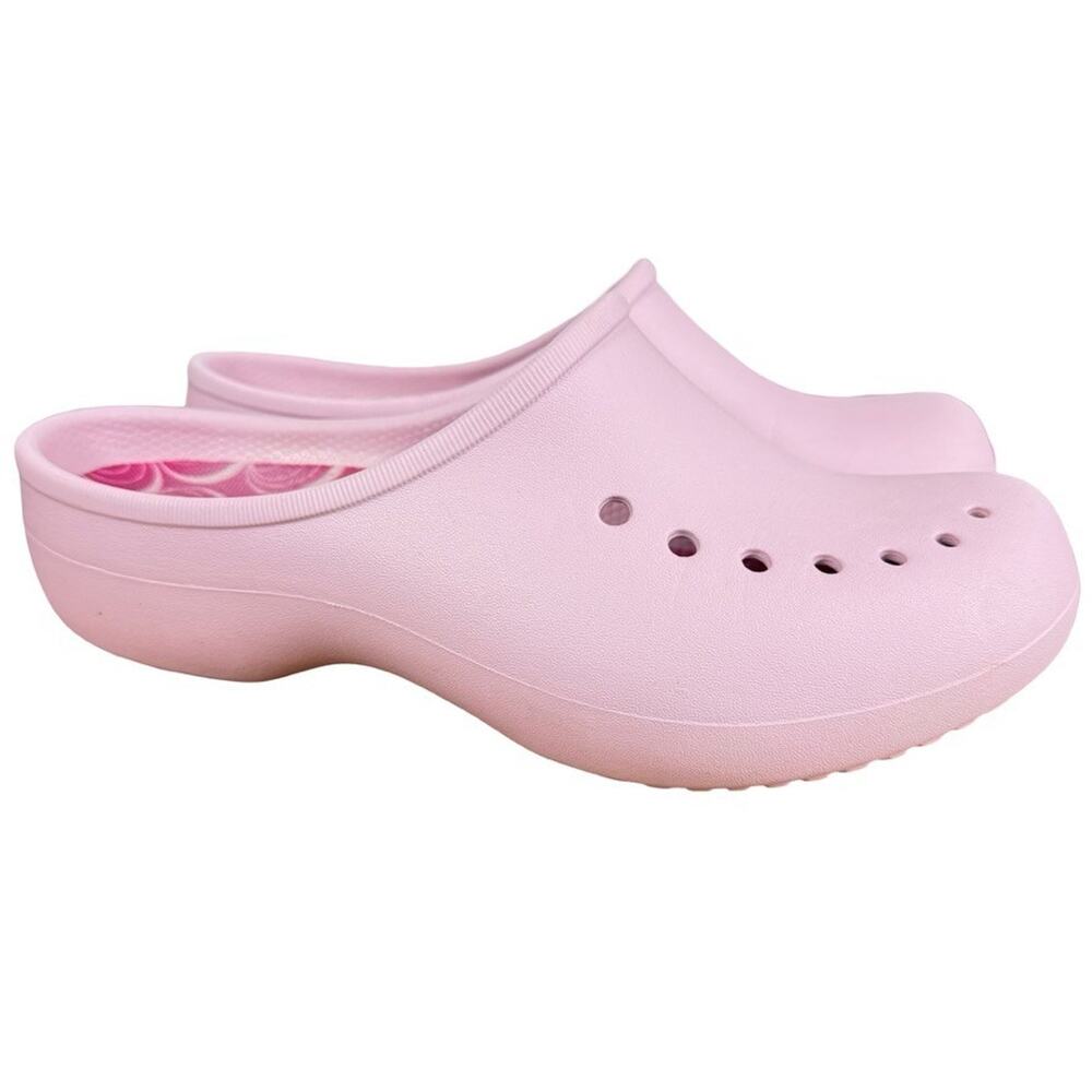 Crocs Pink Rubber Slip On Loafers Mules Closed Toe Comfort Clogs Shoes sz 11